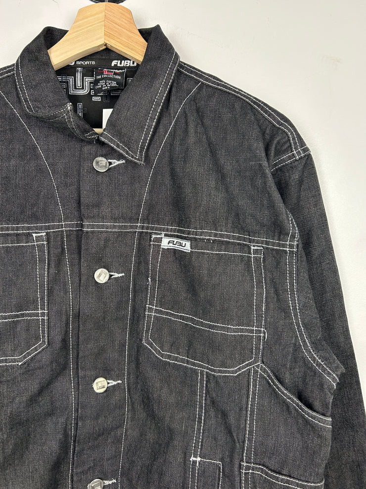 Vintage Y2K Fubu Contrast Stitch Black Denim Jacket