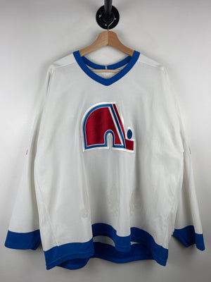 Vintage 90s NHL CCM Quebec Nordiques Peter Forsberg White Hockey Jersey