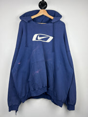 Vintage 90s Nike Swoosh Thrashed Navy Hoodie