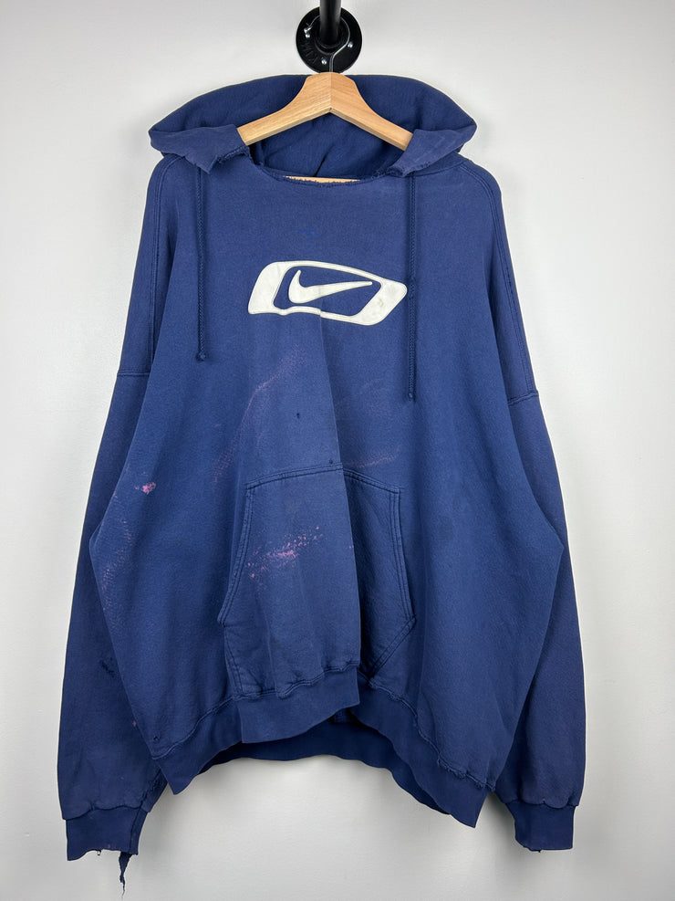 Vintage 90s Nike Swoosh Thrashed Navy Hoodie