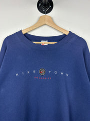 Vintage 90s Nike Town Los Angeles Embroidered Navy Crewneck