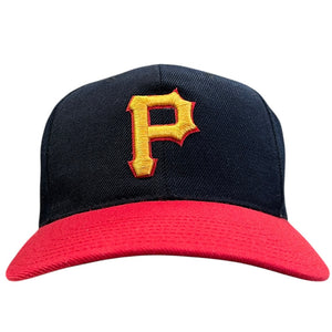Vintage 90s MLB American Needle Pittsburgh Pirates Plain Logo Two Tone Snapback Hat