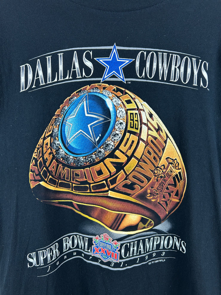 Vintage 90s NFL Salem Dallas Cowboys Champions Ring Black Tee