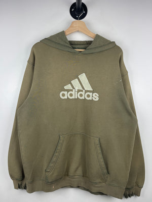 Vintage Adidas Embroidered Thrashed Green Hoodie