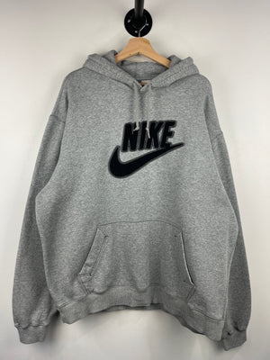 Vintage Nike Swoosh Spellout Chenille Embroidered Grey Hoodie