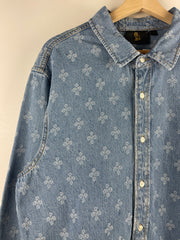 OVO Monogram Blue Denim Button Up Long Sleeve Shirt