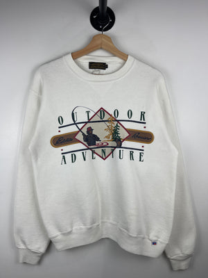 Vintage 90s Eddie Bauer Outdoor Adventure Fishing White Crewneck