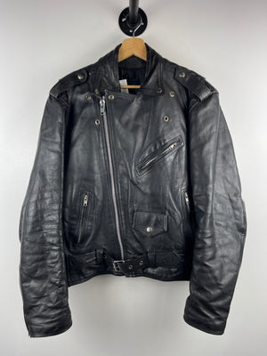 Vintage 90s Black Leather Motorcycle Jacket