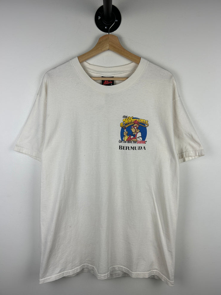 Vintage 90s Big Johnson Bermuda White Tee