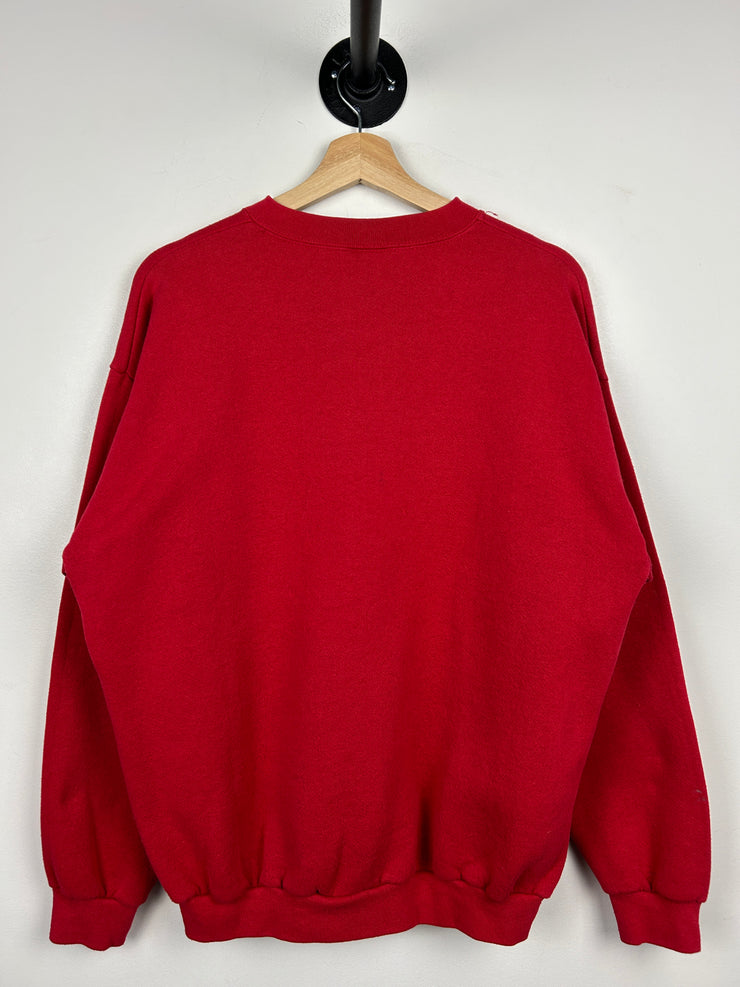 Vintage 90s Logo 7 Ohio State University Embroidered Red Crewneck