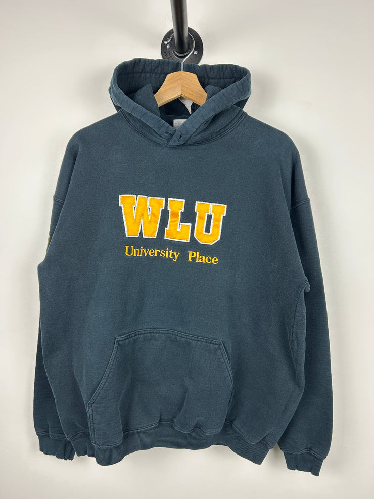 Vintage Waterloo Laurier University Embroidered Black Hoodie