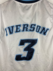 Vintage NBA Reebok Allen Iverson White & Baby Blue Basketball Jersey