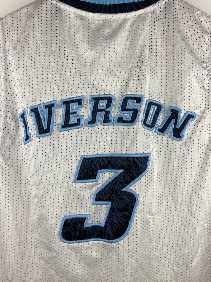 Vintage NBA Reebok Allen Iverson White & Baby Blue Basketball Jersey