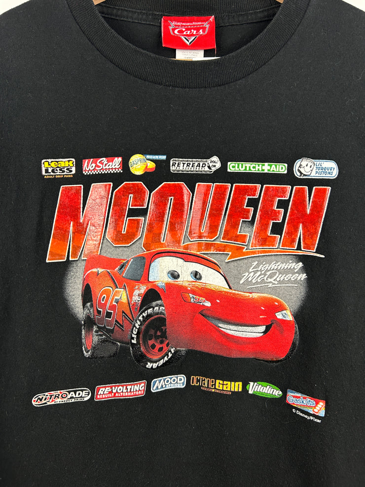 Vintage 2006 Disney Cars Lightning McQueen Movie Promo Black Tee
