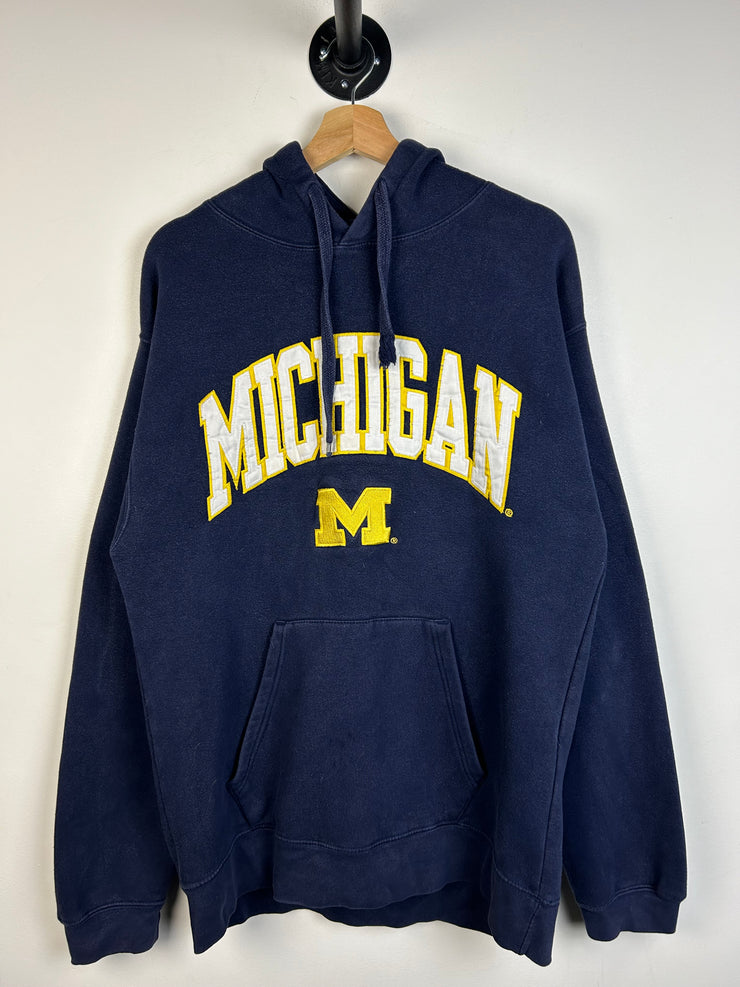 Vintage Michigan Embroidered Navy Hoodie