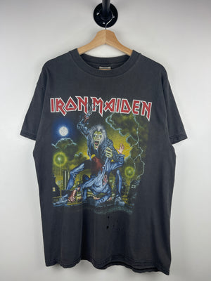 Vintage 90s Iron Maiden Rules No Prayer On The Road Faded Black Tee