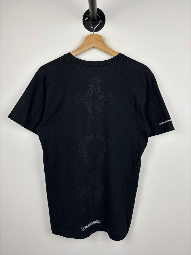 Chrome Hearts Horseshoe Cross Triple Logo Tonal Black Tee