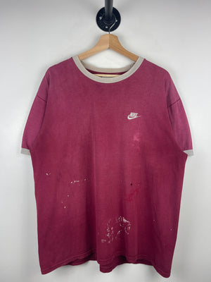 Vintage Nike Thrashed Burgundy Ringer Tee