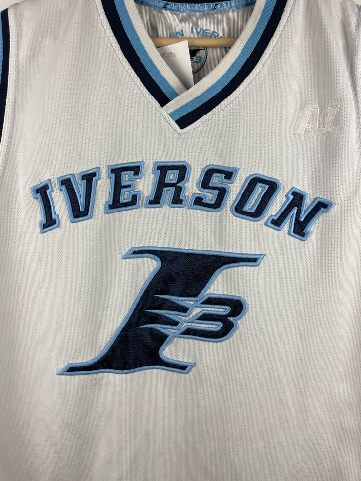Vintage NBA Reebok Allen Iverson White & Baby Blue Basketball Jersey