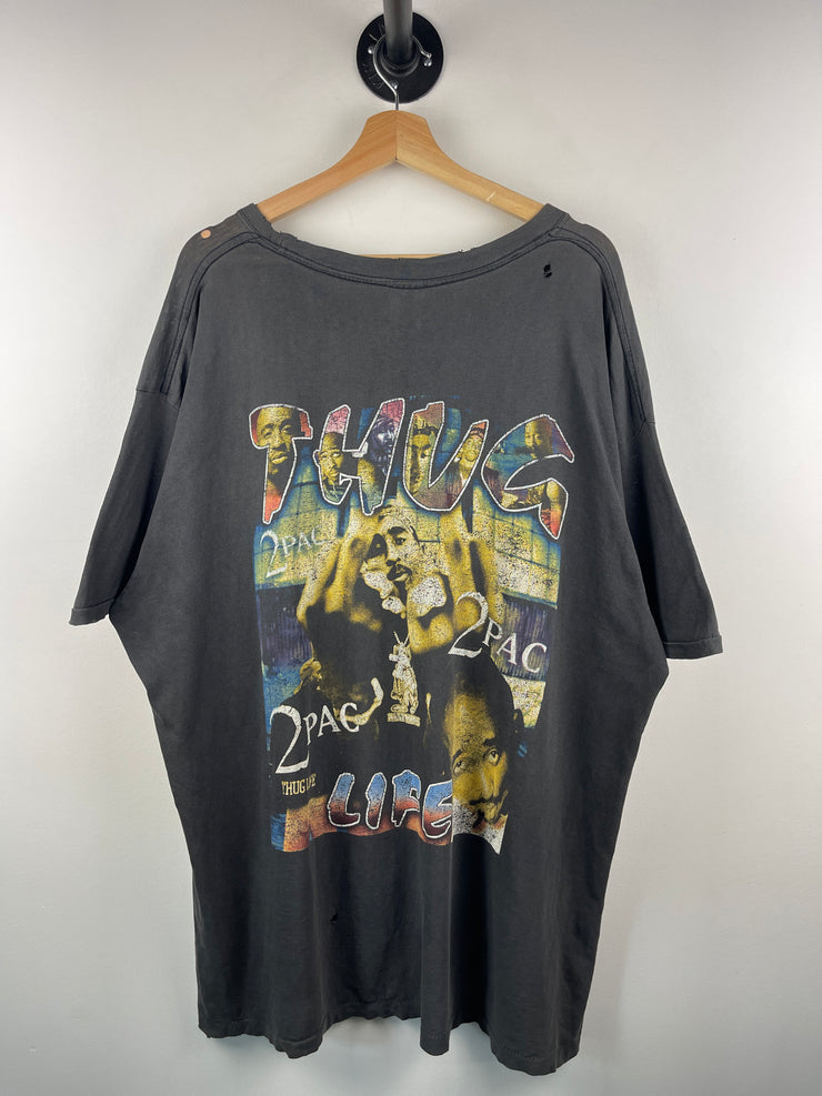 Vintage 90s Tupac Shakur 2Pac Thug Life Black Rap Tee