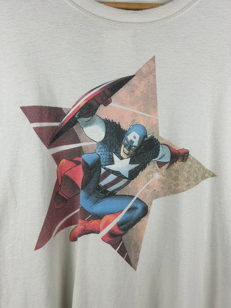 Vintage Captain America Marvel White Tee