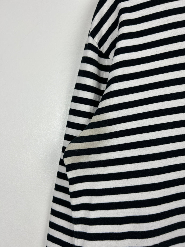 Comme Des Garcons Play Heart Black & White Striped Long Sleeve