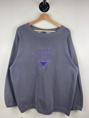 Vintage 90s Guess Embroidered Faded Purple Crewneck