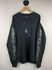 Vintage 90s Old Ghosts Skeleton Who Will F*ck Up In The Name Of God Black Long Sleeve