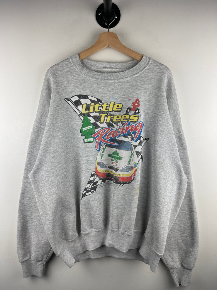 Vintage Nascar Little Trees Racing Grey Crewneck