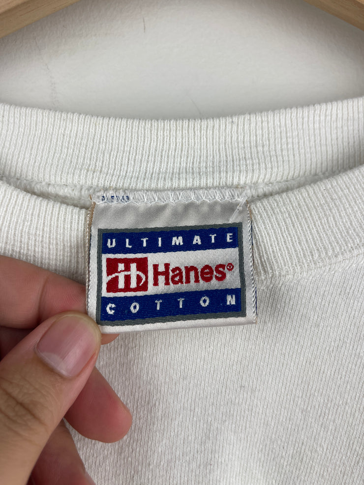 Vintage 90s Wisconsin Embroidered White Crewneck