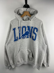 Vintage 90s NFL Logo 7 Detroit Lions Grey Hoodie