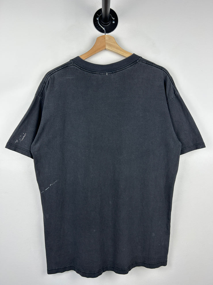 Vintage 90s Apple Promo Embroidered Faded Black Tee