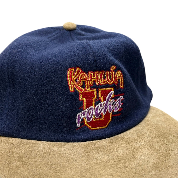 Vintage 90s Kahlua Rocks Navy Wool Strapback Hat