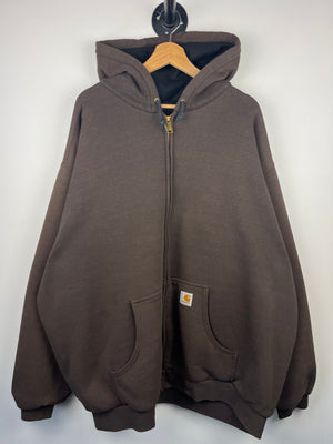 Vintage Carhartt Patch Insulated Brown Zip Up Hoodie
