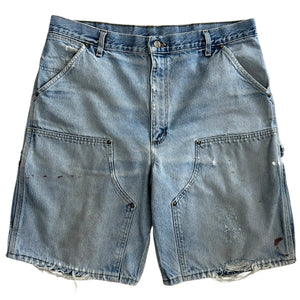Vintage Carhartt Thrashed Double Knee Blue Denim Shorts B79 DST