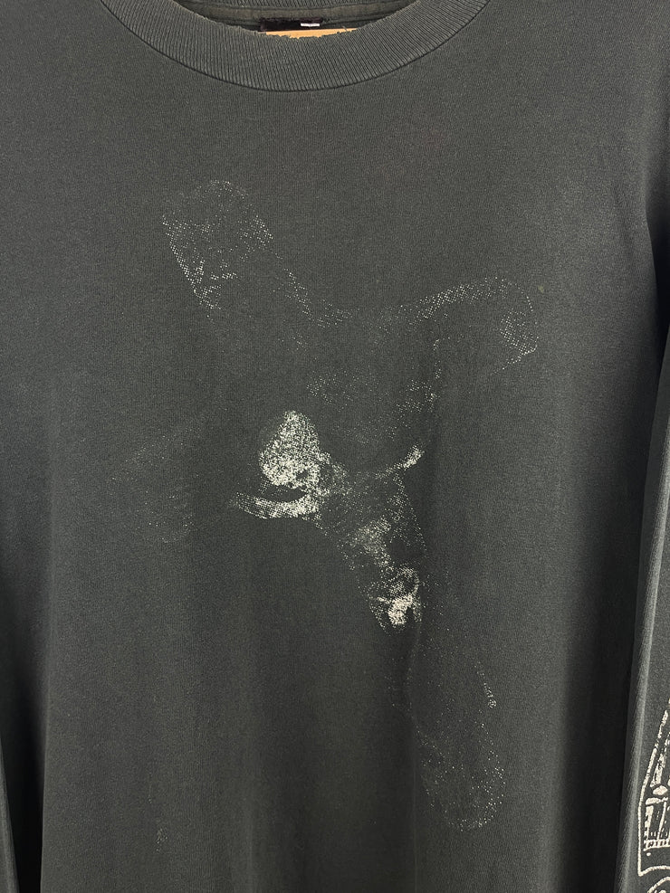 Vintage 90s Old Ghosts Skeleton Who Will F*ck Up In The Name Of God Black Long Sleeve
