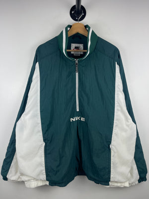 Vintage Nike Spellout Green & White Half Zip Windbreaker