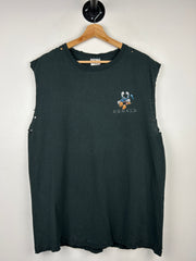 Vintage 90s Disney Donald Duck Thrashed Black Cut Off Tank Top