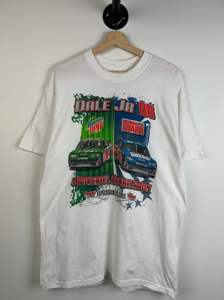 Vintage Nascar Dale Jr Mountain Dew AMP White Tee