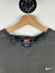 Vintage 90s Nike Mini Swoosh Thrashed Black Crewneck