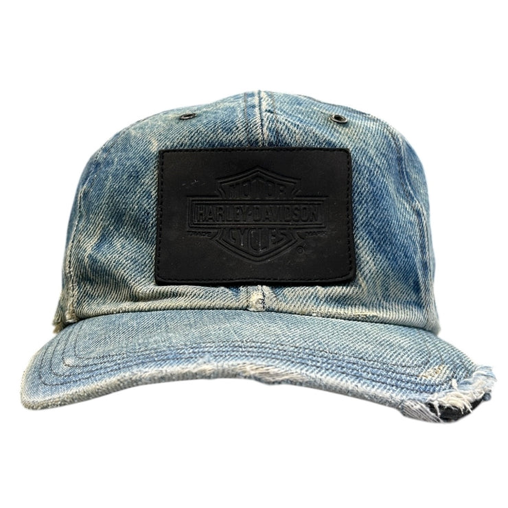Vintage 90s Harley Davidson Blue Denim Snapback Hat