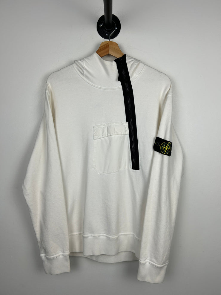 Stone Island Side Zip White Hoodie