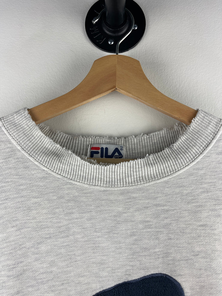 Vintage 90s Fila Biella Italy Embroidered Grey Crewneck