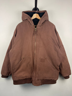 Vintage Old Mill Fleece Lined Brown Hooded Work Jacket
