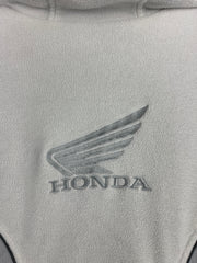 Vintage Honda White & Grey Zip Up Hooded Fleece Sweater