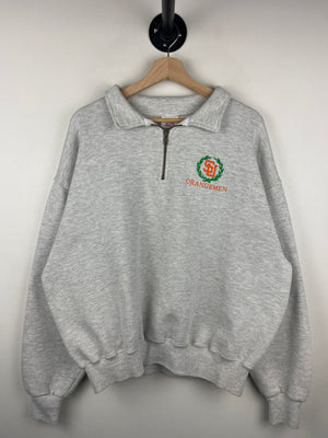 Vintage 90s Syracuse University Orangemen Embroidered Grey Quarter Zip Sweater