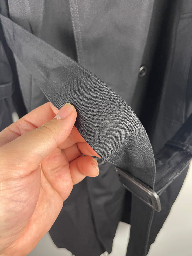 Vintage 90s Christian Dior Monsieur Black Wool Trench Coat