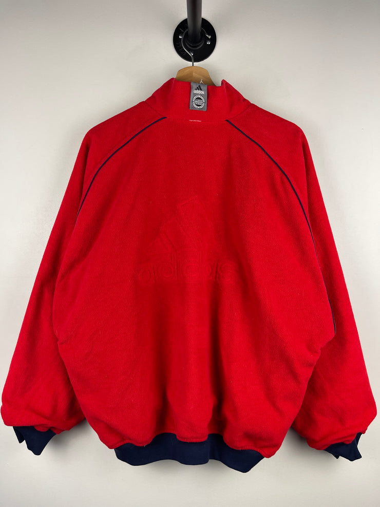 Vintage 90s Adidas 3 Stripe Navy & Red Reversible Windbreaker