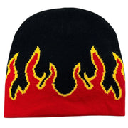 Vintage Y2K Flames Black & Red Beanie