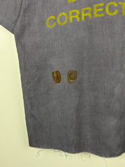 Vintage Inmate Dept Of Corrections Prison Uniform Cropped Button Up Short Sleeve Shirt